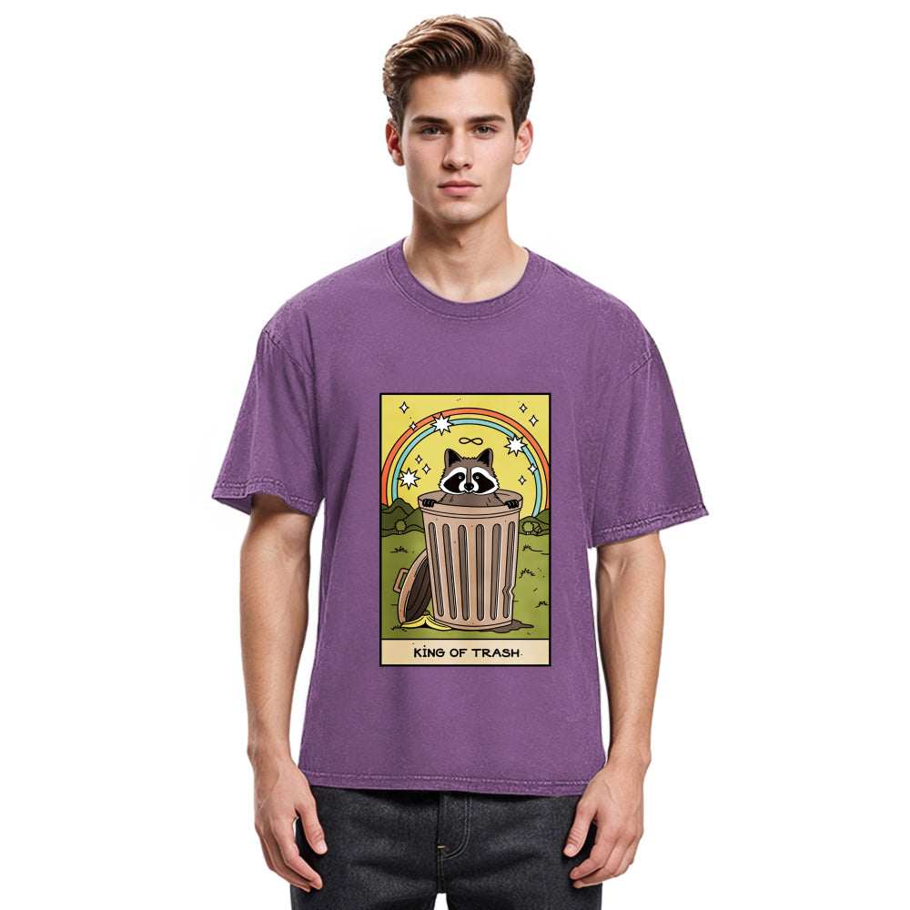 Tokyosol King Of Trash Raccoon Tarot Card Washed T Shirt