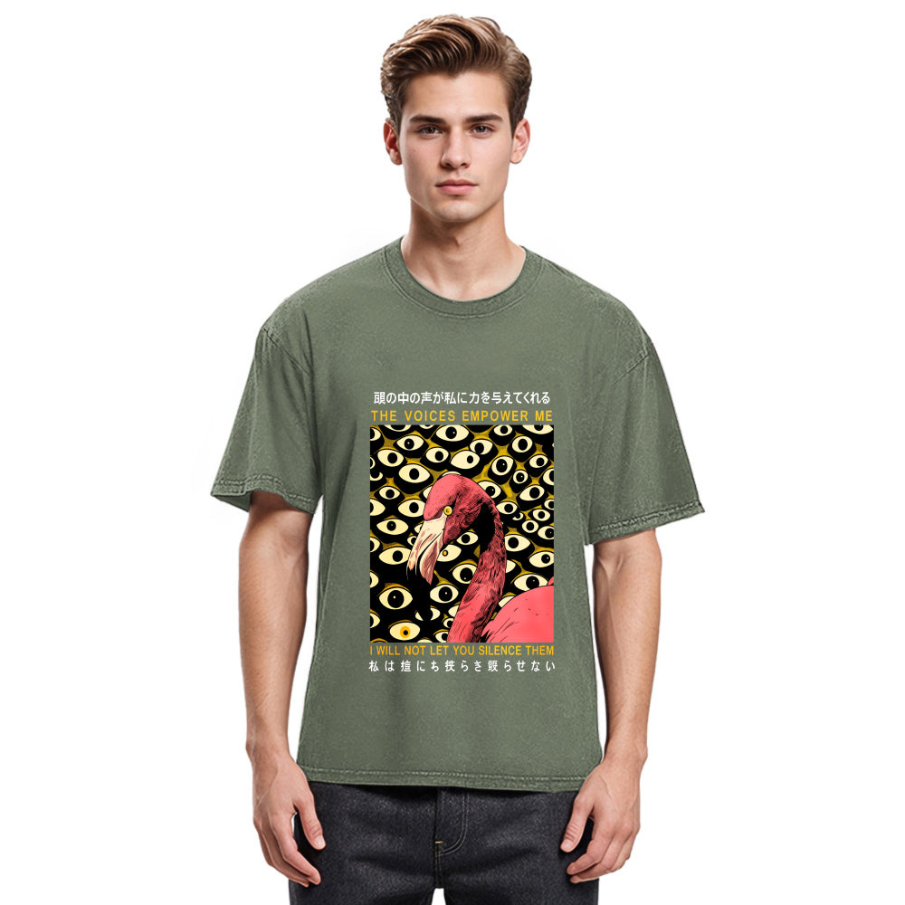 Tokyosol The Voices Empower Me Flamingo Washed T Shirt