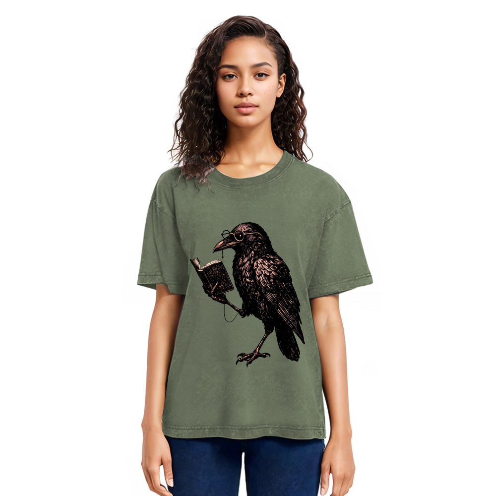 Tokyosol Vintage Raven Book Washed T Shirt