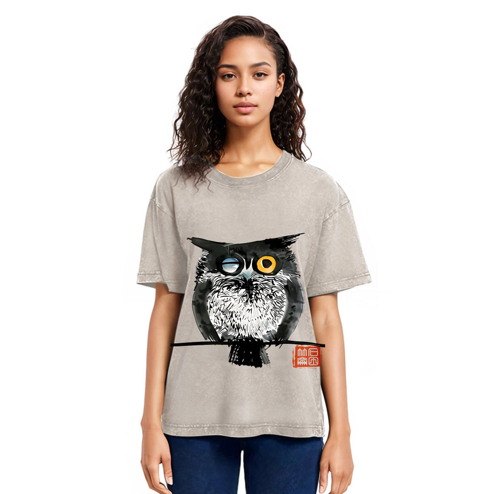 Tokyosol Wink Owl Washed T Shirt