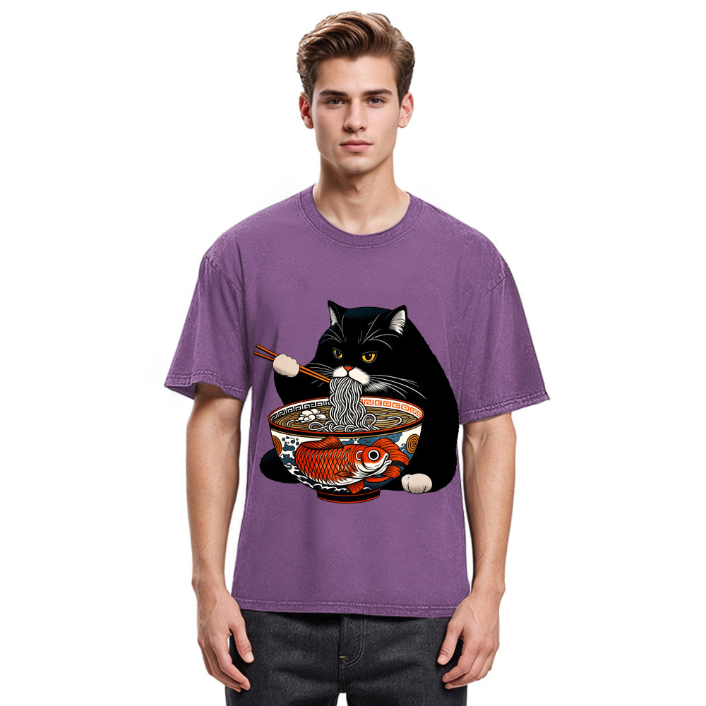 Tokyosol Fat Cat Eating Ramen Classic T-Shirt