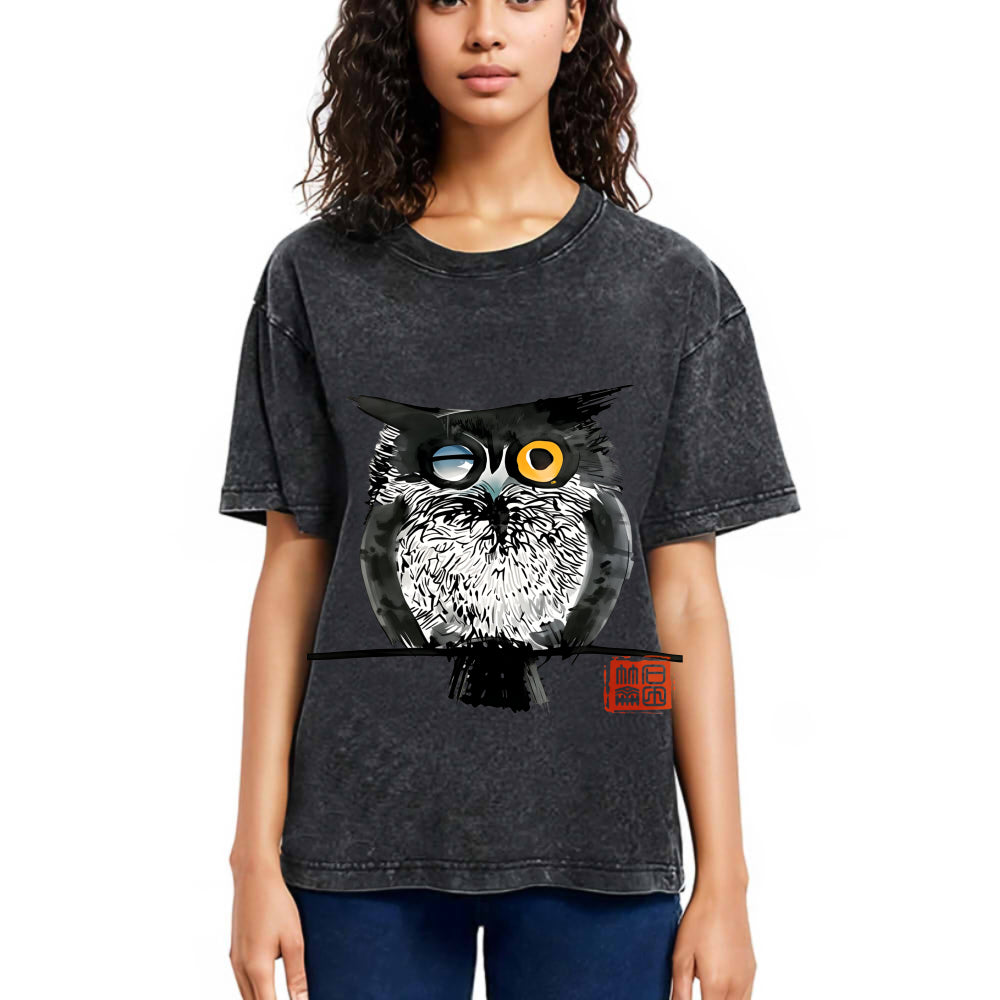 Tokyosol Wink Owl Washed T Shirt