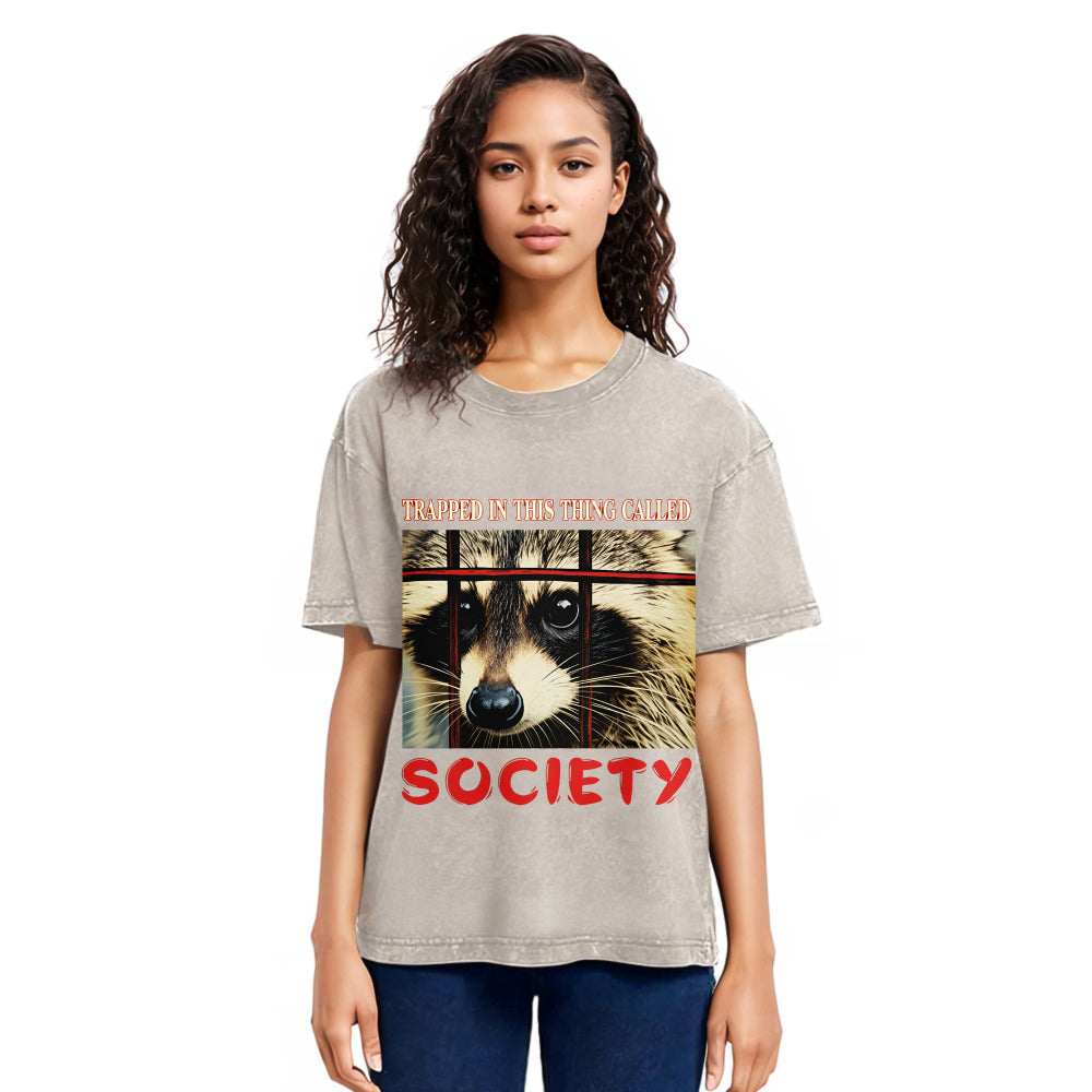 Tokyosol Society Raccoon Washed T Shirt