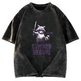 Tokyosol Figh Me Coward Raccoon Washed T Shirt