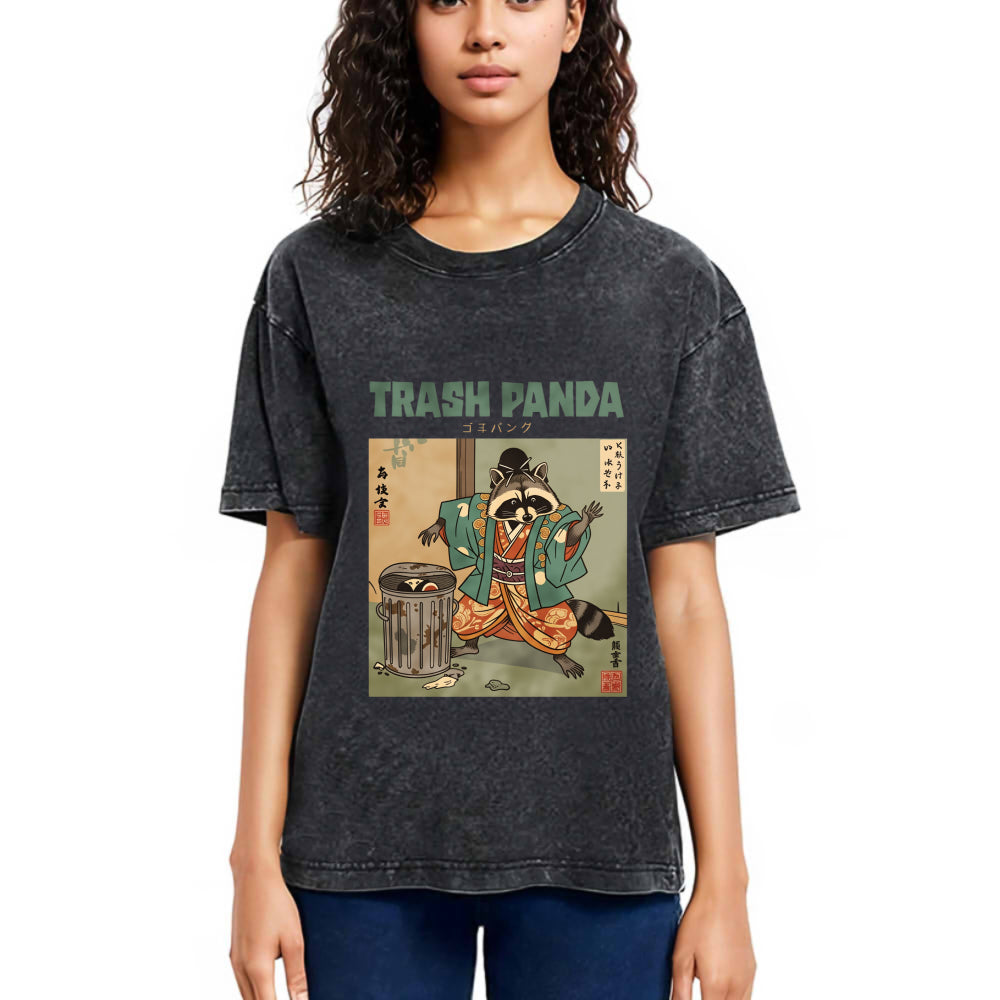 Tokyosol Trash Panda Traditional Japanese Meme Washed T Shirt