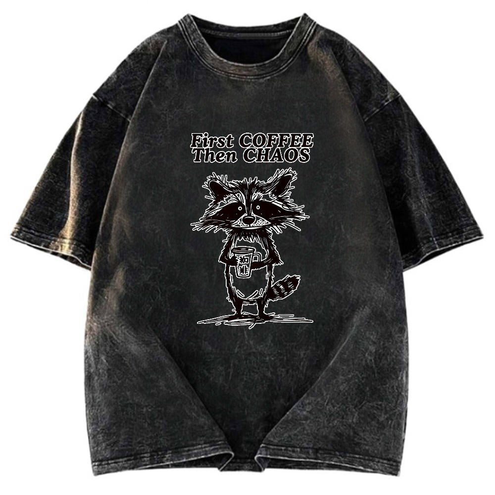 Tokyosol First Coffee Then Chaos Washed T Shirt