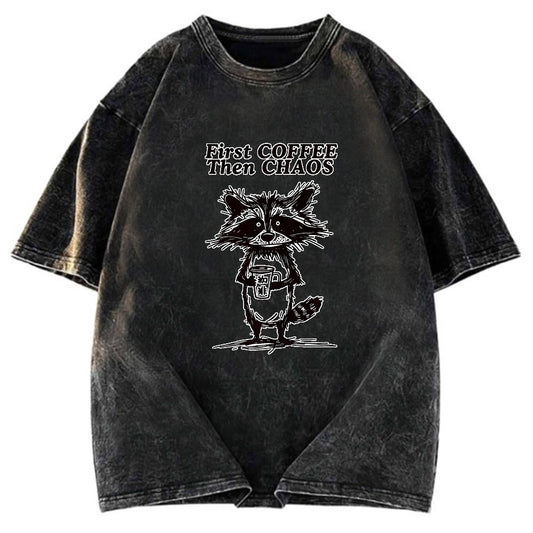 Tokyosol First Coffee Then Chaos Washed T Shirt