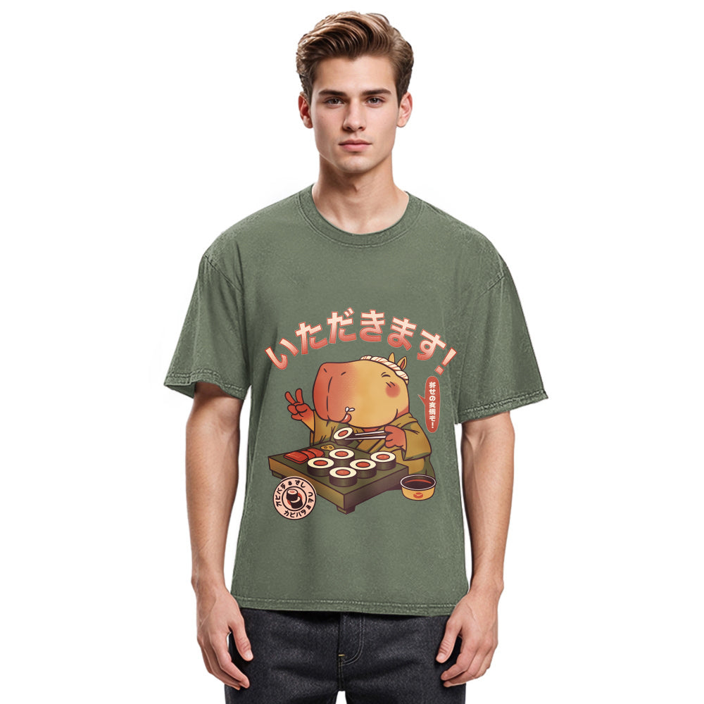 Tokyosol Sushi Chef Capybara Washed T Shirt