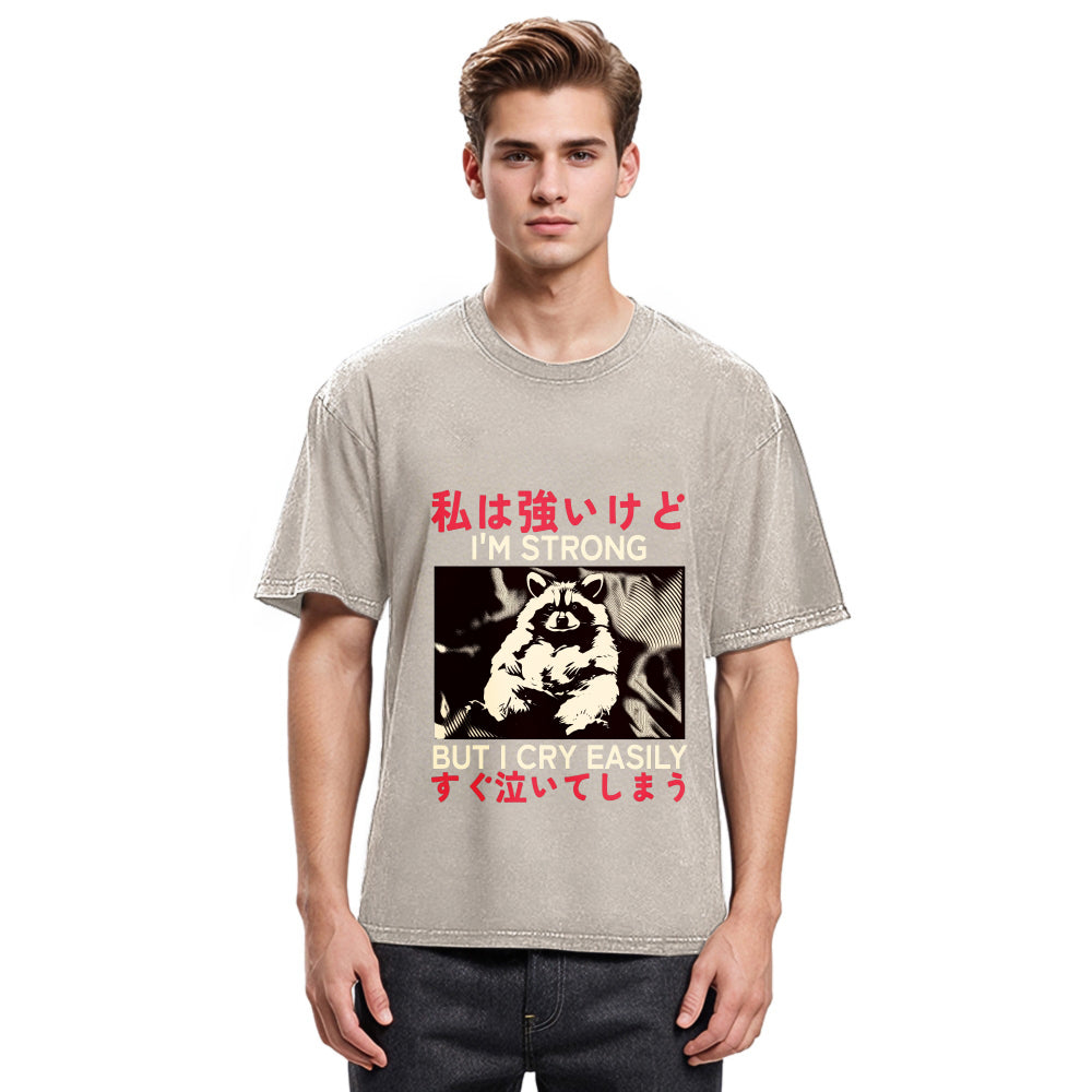 Tokyosol Littlespring I Am Strong Raccoon Washed T Shirt