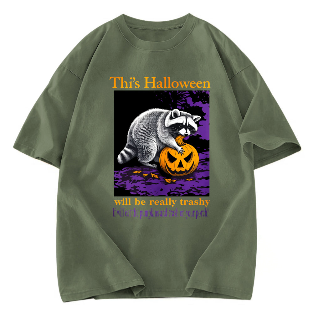 Tokyosol Trashy Halloween Raccoon Washed T Shirt