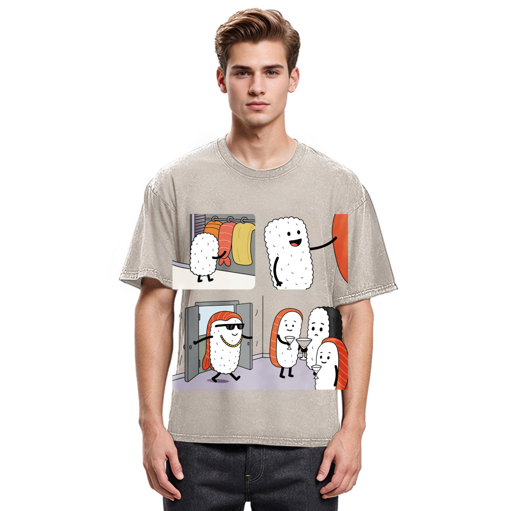 Tokyosol Sushi At The Party Washed T Shirt