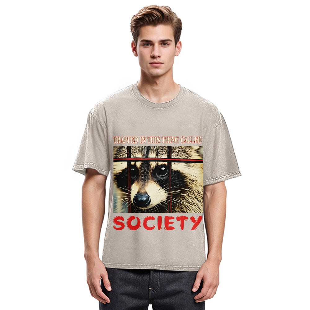 Tokyosol Society Raccoon Washed T Shirt