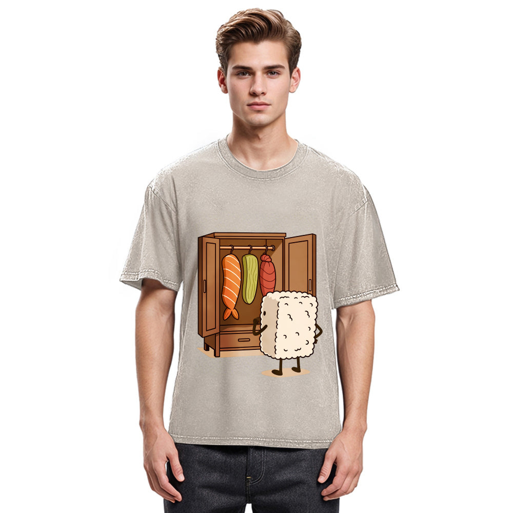 Tokyosol Sushi Pick Out Clothes Washed T Shirt