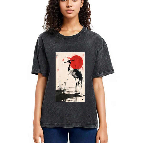 Tokyosol Japanese Crane Washed T Shirt