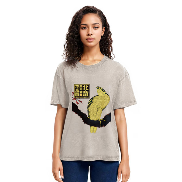 Tokyosol Hokusai Museum Flower And Bird Washed T Shirt
