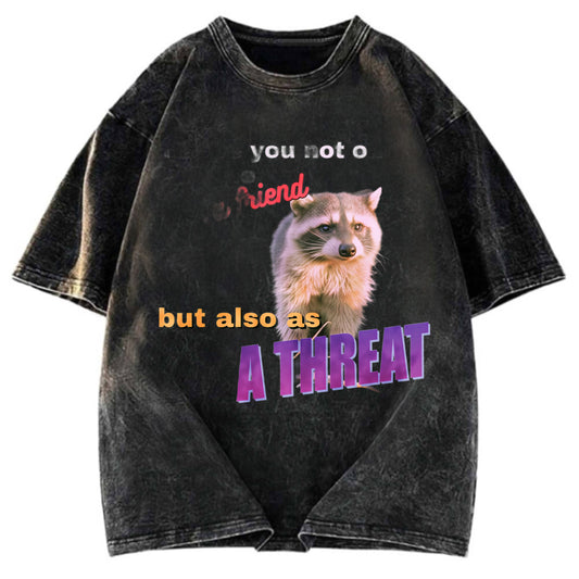 Tokyosol Viral Raccoon Meme Washed T Shirt