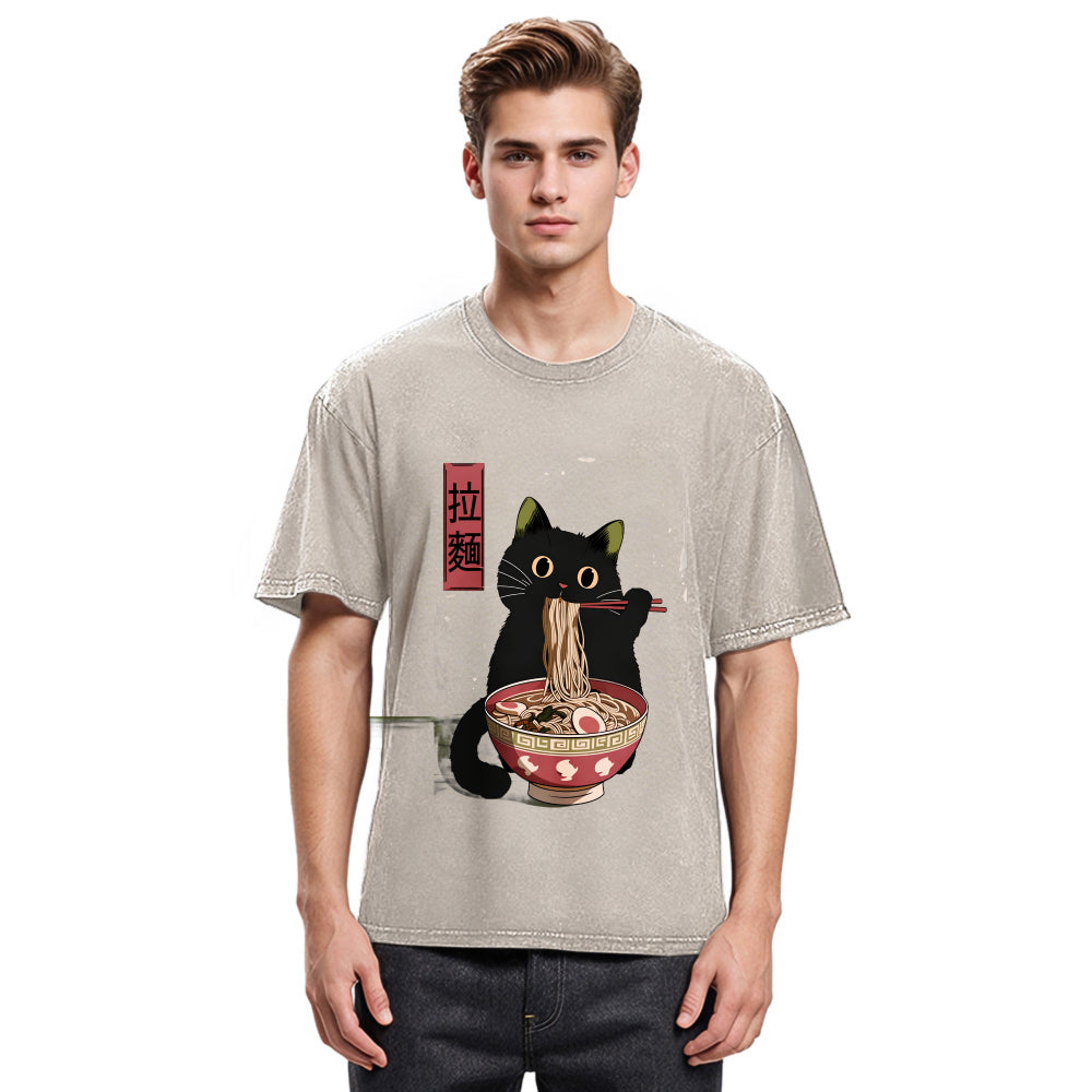 Tokyosol Vintage Japanese Cat Washed T-Shirt