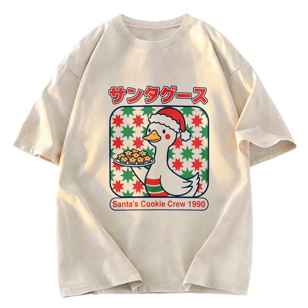 Tokyosol Kawaii Christmas Goose Washed T Shirt