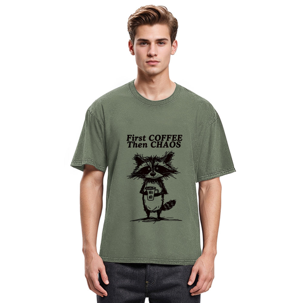 Tokyosol First Coffee Then Chaos Washed T Shirt