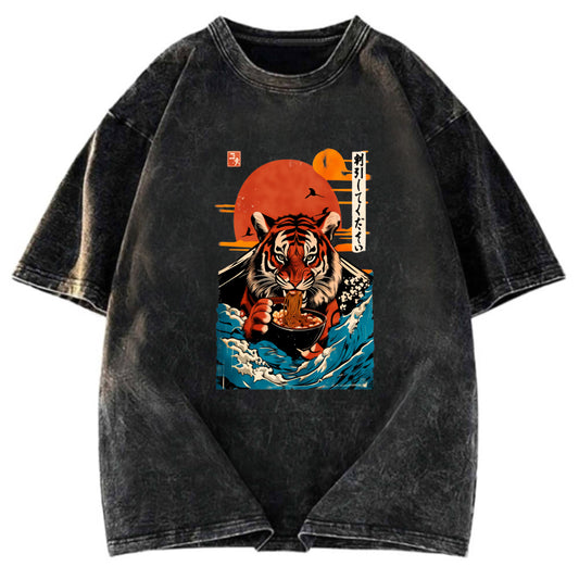 Tokyosol Tiger Obsessed With Ramen Washed T Shirt
