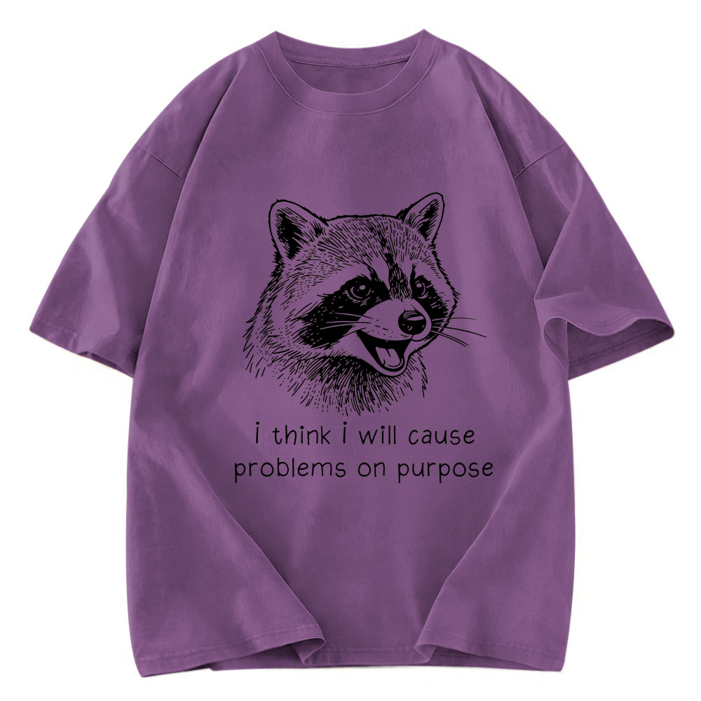 Tokyosol Stupid Raccoon Funny Washed T Shirt
