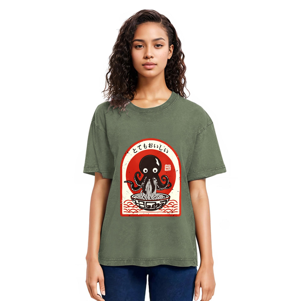 Tokyosol Ramen Lover Octopus Washed T Shirt