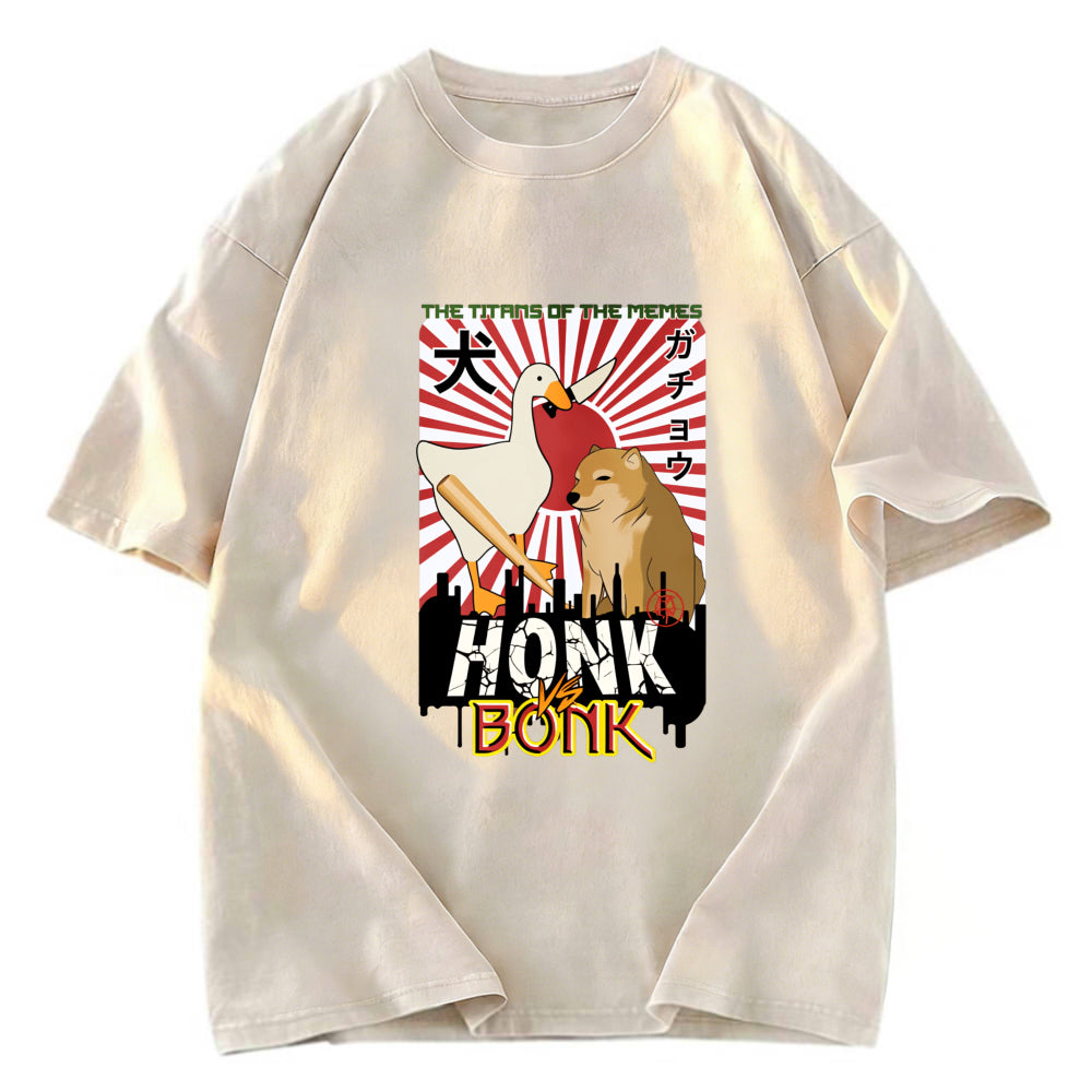 Tokyosol Honk Vs Bonk Meme Washed T Shirt