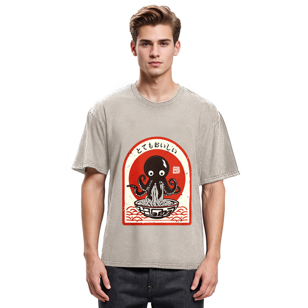 Tokyosol Ramen Lover Octopus Washed T Shirt