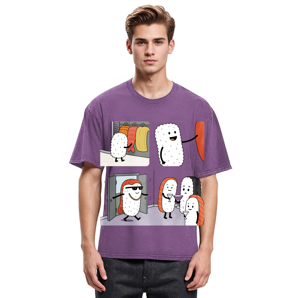 Tokyosol Sushi At The Party Washed T Shirt
