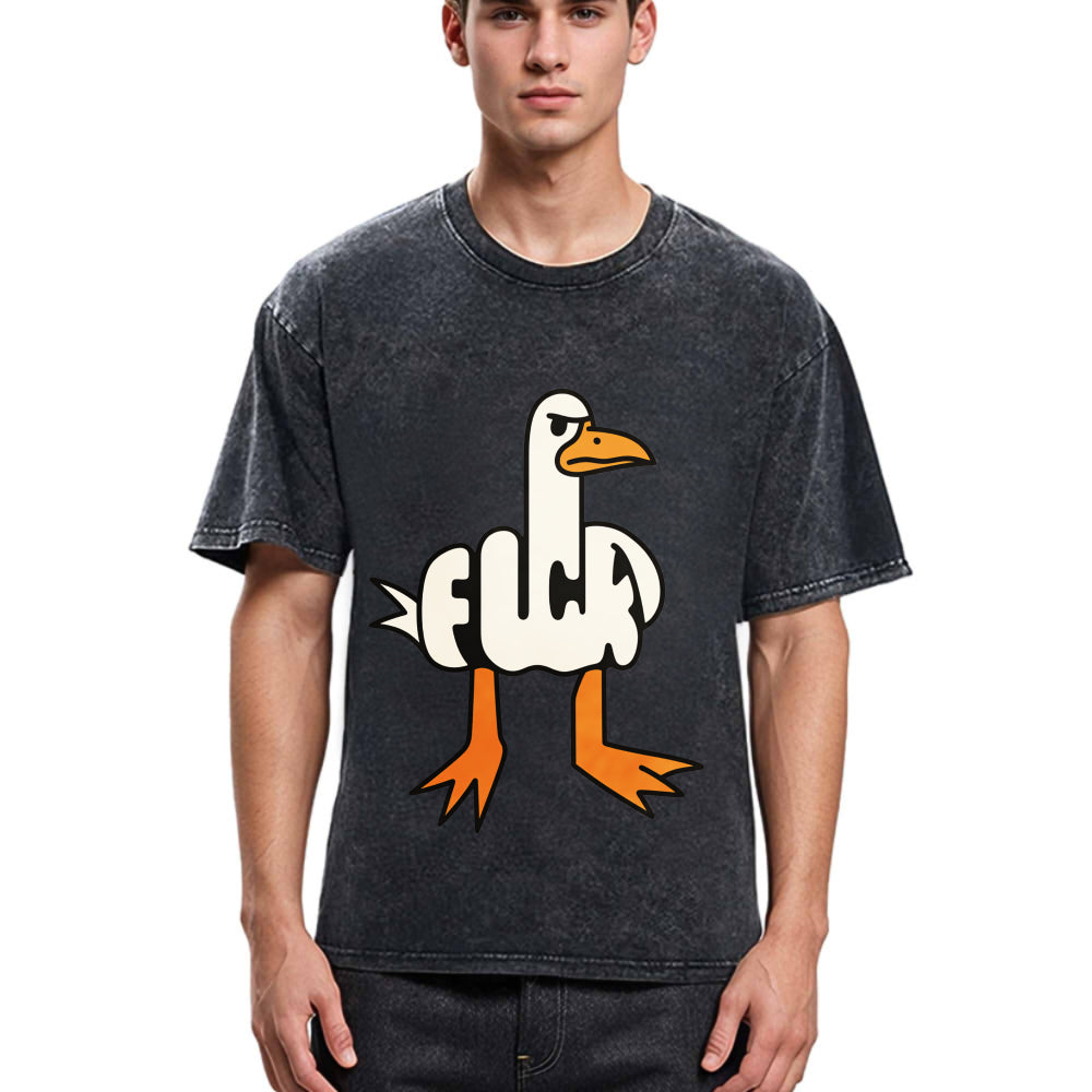 Tokyosol Angry Goose Funny Washed T Shirt
