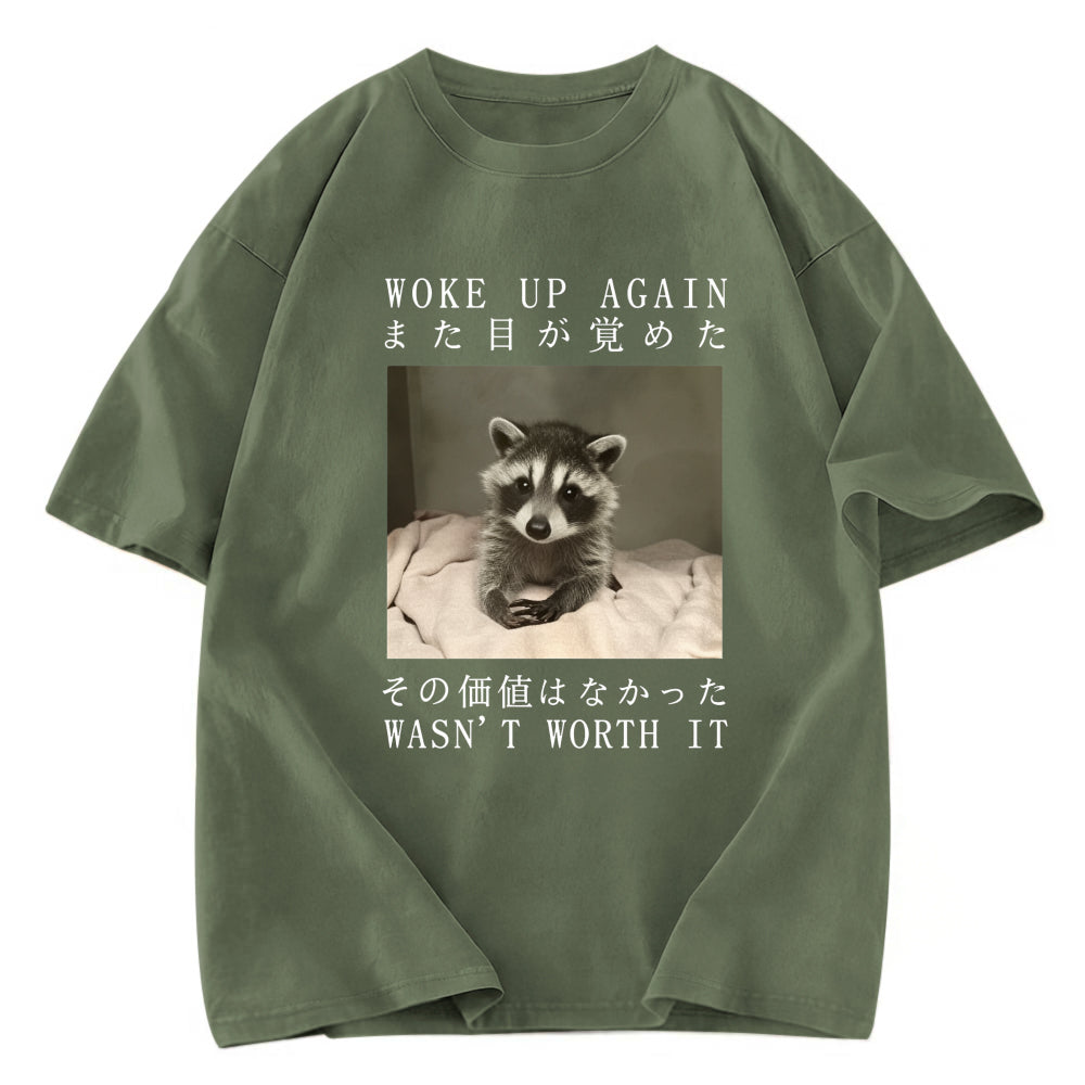 Tokyosol Raccoon Woke Up Again Washed T Shirt