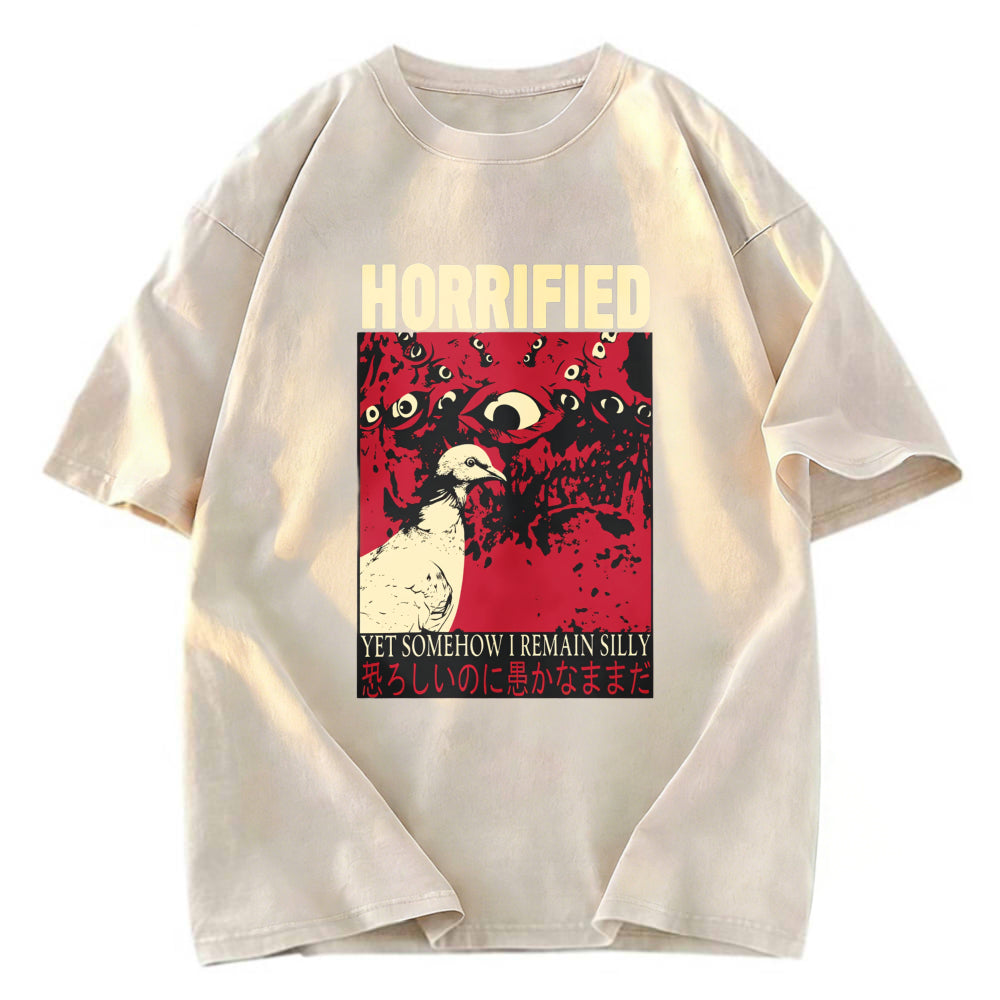 Tokyosol Horrified Pigeon Vintage Washed T Shirt