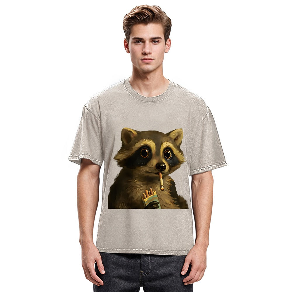 Tokyosol Smoking Raccon Washed T Shirt