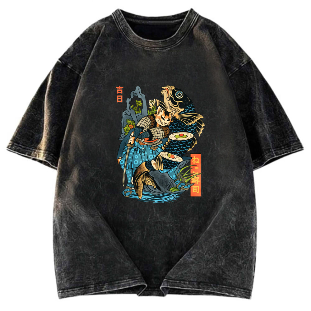Tokyosol Neko Sushi Washed T Shirt