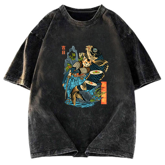 Tokyosol Neko Sushi Washed T Shirt