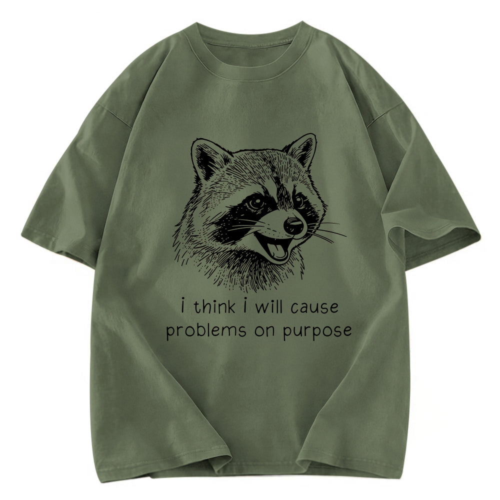 Tokyosol Stupid Raccoon Funny Washed T Shirt