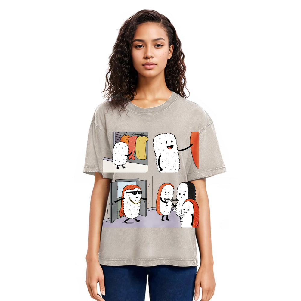 Tokyosol Sushi At The Party Washed T Shirt