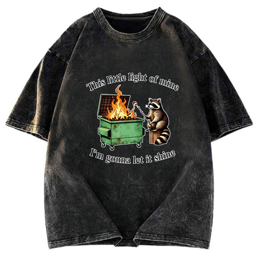 Tokyosol Dumpster Fire Raccoon Washed T Shirt