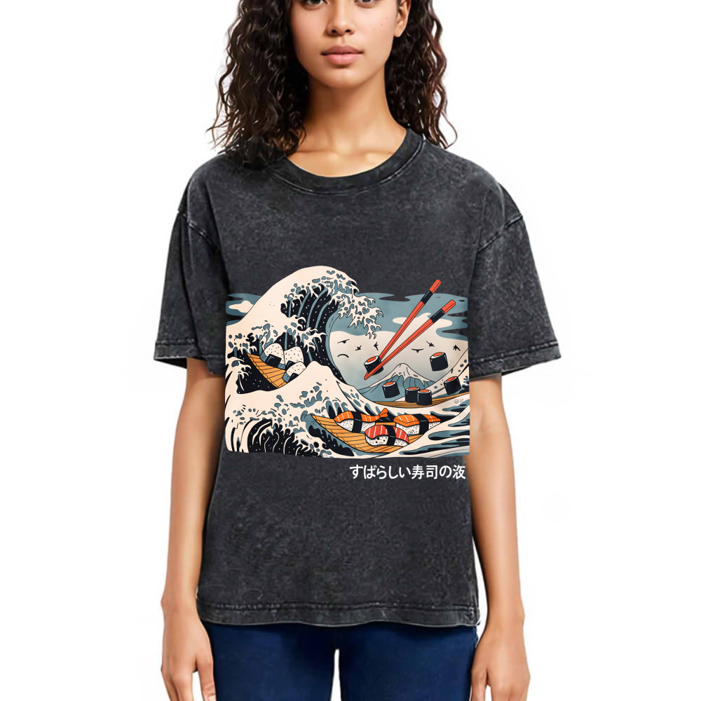 Tokyosol The Great Sushi Wave Washed T Shirt