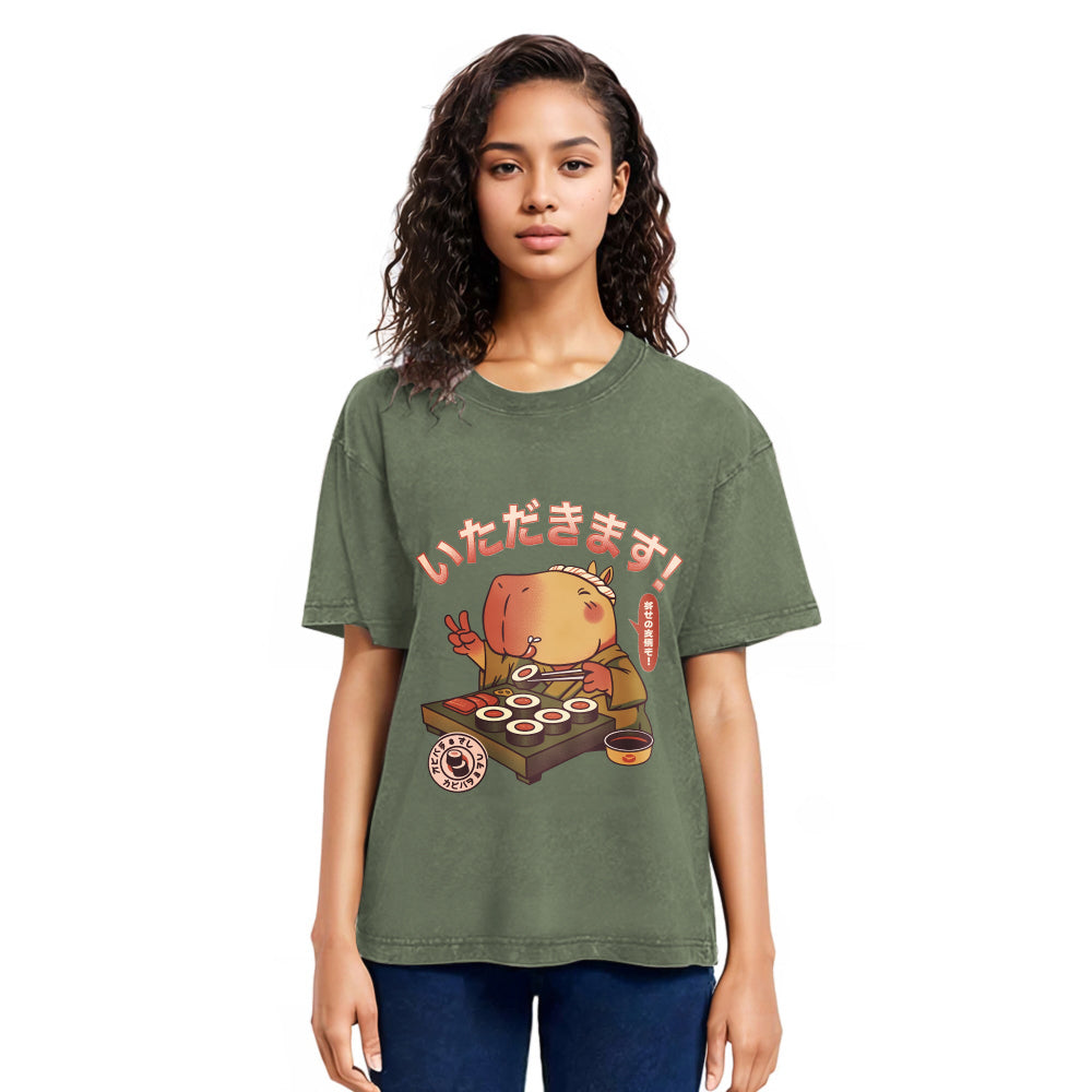 Tokyosol Sushi Chef Capybara Washed T Shirt