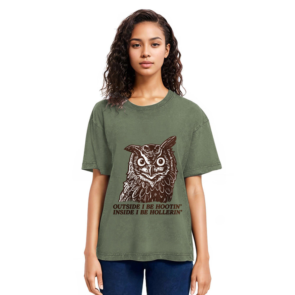 Tokyosol Owl Hootin Hollerin Washed T Shirt