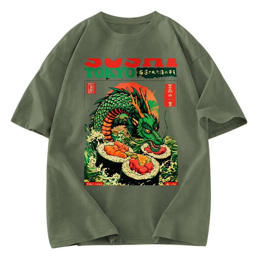 Tokyosol Ocean Dragon Sushi Washed T Shirt