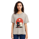 Tokyosol Black And White Cat Vintage Washed T Shirt