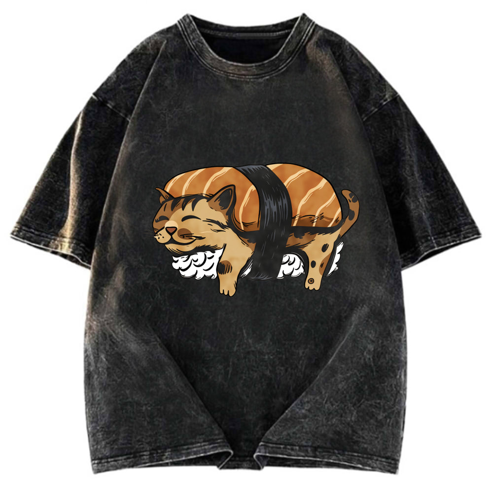 Tokyosol Nigiri Sushi With Cat Filling Washed T Shirt