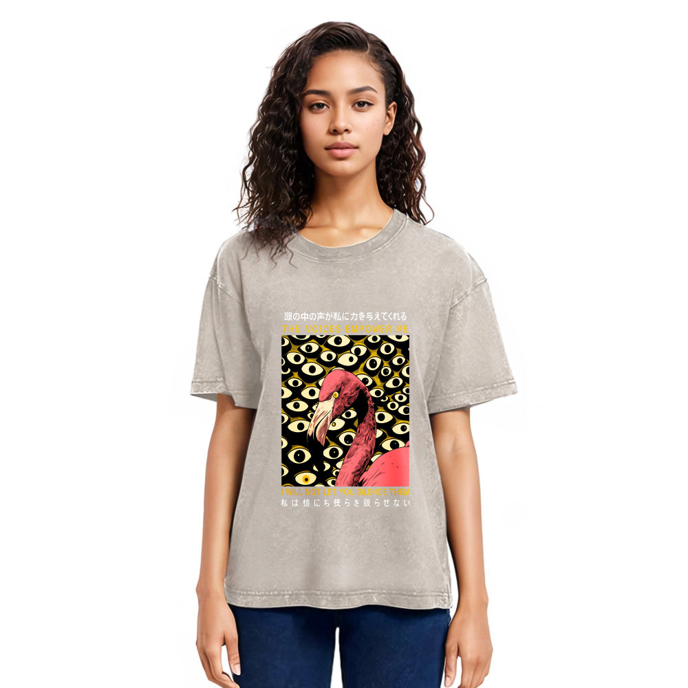 Tokyosol The Voices Empower Me Flamingo Washed T Shirt