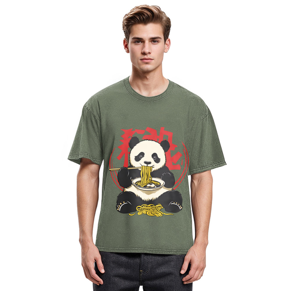 Tokyosol Retro Panda Ramen Washed T Shirt