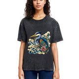 Tokyosol Japanese Blue Heron Washed T Shirt