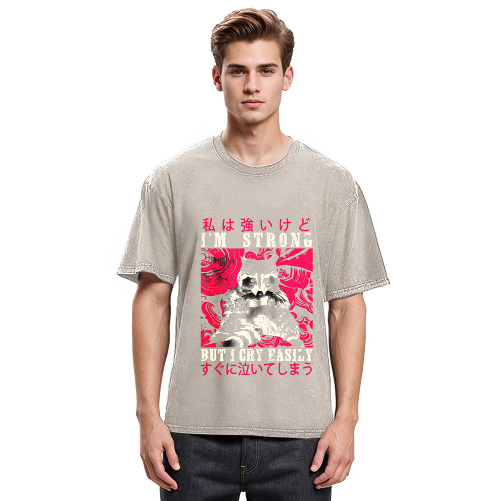 Tokyosol I Am Strong Raccoon Washed T Shirt