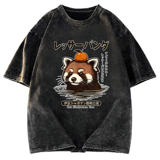 Tokyosol Cute Red Panda Washed T Shirt