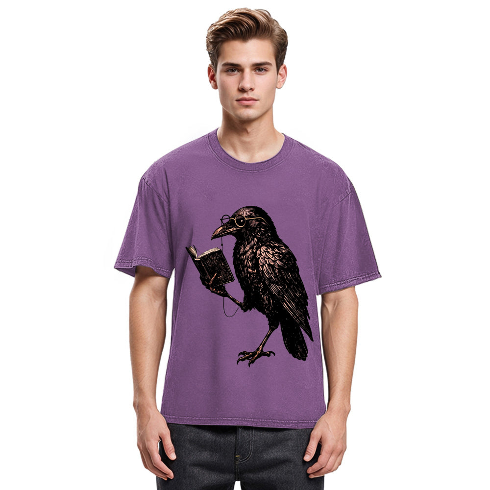 Tokyosol Vintage Raven Book Washed T Shirt